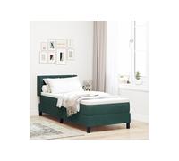 vidaXL Lit à Ressorts avec Matelas Noir 100x200 cm en Velours, Lit en Velours Chic, Chambre Moderne avec tête Ajustable, sommier Pratique et Matelas en Mousse