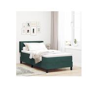 vidaXL Lit Box Spring avec Matelas Vert Foncé 90x200 cm Velours