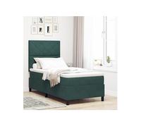Lit Box Spring avec Matelas Vert Foncé Simple en Velours 3339869