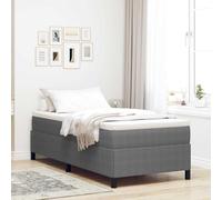 Lit Box Spring Gris Clair 80x200 cm, Tissu Velours Côtelé Durable, Cadre de Lit Robuste en Bois Massif, Base à Lattes Stable, Meuble de Chambre Moderne