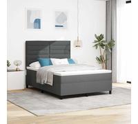 Lit Box Spring Moderne avec Matelas à Ressorts Ensachés 160x200 cm, Tête de Lit Ajustable, Cadre en Bois d'Ingénierie, Tissu Gris Foncé, pour Chambre Adulte