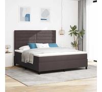 Lit Box Spring Moderne avec Matelas Ressorts Ensachés 180x200cm, Cadre Bois d'Ingénierie Marron Foncé, Tête de Lit Ajustable, Confort Supérieur pour Chambre Adulte