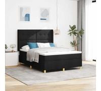 Lit Box Spring Moderne Noir 140x200 cm avec Matelas Ferme, Tête de Lit Réglable, Pieds Dorés, Cadre en Bois d'Ingénierie, Meuble de Chambre Durable