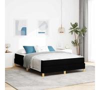 Lit Box Spring Noir 140x200 cm avec Matelas à Ressorts Ensachés, Cadre en Tissu Durable, Base en Bois d'Ingénierie, Meuble de Chambre Moderne