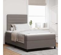 Lit Box Spring Taupe 120x200cm avec Matelas Ressorts Ensachés, Tête de Lit Ajustable et Bande LED, Cadre en Bois d'Ingénierie, Confort Moderne pour Chambre