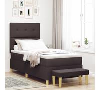 Lit Box Spring vidaXL avec Matelas & Banc Marron Foncé 90x200 cm Tissu