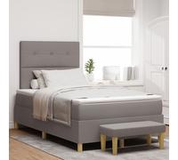 Lit Box Spring vidaXL avec Matelas & Banc Taupe 120x200 cm Tissu