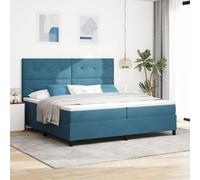 Lit Box Spring vidaXL avec Matelas Bleu Foncé 200x200 cm Velours