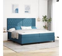 Lit Box Spring Vidaxl Avec Matelas Bleu Foncé 200x200 Cm Velours Bleu