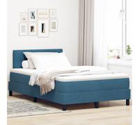 Lit box spring vidaXL avec matelas bleu foncé petite double velours