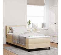 Lit Box Spring Vidaxl Avec Matelas Crème 100x200 Cm Tissu, Tête De Lit Vidaxl Design Bloc Diamant Crème 100 Cm Tissu