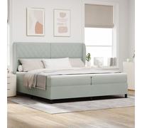 Lit Box Spring Vidaxl Avec Matelas Gris Clair 200x200 Cm Velours