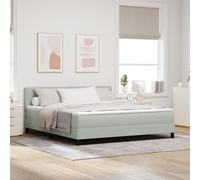 Lit Box Spring vidaXL avec Matelas Gris Clair Super King Velours