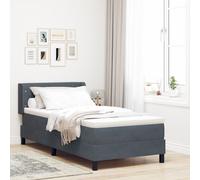 Lit box spring vidaXL avec matelas Gris foncé 100x200 cm Velours