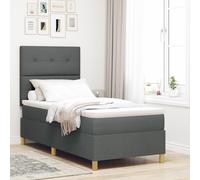 Lit Box Spring Vidaxl Avec Matelas Gris Foncé 90x200 Cm En Tissu Gris