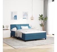 Lit Box Spring vidaXL avec Matelas & LED Bleu Foncé 140x200 cm Velours Bleu