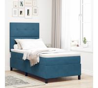 Lit Box Spring Vidaxl Avec Matelas & Led Bleu Foncé 90x200 Cm Velours