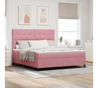 Lit Box Spring Vidaxl Avec Matelas & Led Rose 180x200 Cm Velours