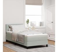 vidaXL Lit Box Spring avec Matelas & Lumière LED Gris Clair 90x200 cm Velours