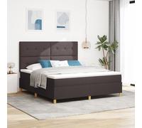 Lit Box Spring Vidaxl Avec Matelas Marron Foncé Super King Tissu Marron