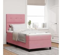 Lit Box Spring Vidaxl Avec Matelas Rose Simple Velours Rose