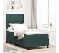 Lit Box Spring vidaXL avec Matelas Vert Foncé Simple en Velours