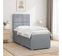 vidaXL Lit boxspring avec Matelas Gris Clair Simple Tissu,