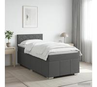vidaXL Lit boxspring avec Matelas Gris foncé 90 x 190 cm Tissu, Chambre, Lit à Ressorts Moderne, Tête de lit stylée, Matelas de qualité pour Sommeil Confortable, Relaxation assurée