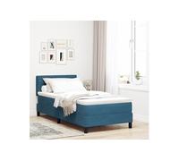 Lit Boxspring avec Matelas & LED Bleu Foncé 90x190 cm Velours 3342558