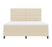 Lit Boxspring Crème 180x200 cm avec Matelas Ressorts Ensachés, Tête de Lit Réglable, Cadre en Tissu et Bois d'Ingénierie, Éclairage LED Intégré pour Chambre Moderne