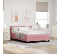 Lit Boxspring Double Rose 200x140 cm avec Matelas à Ressorts Ensachés et Tête de Lit Ajustable, Cadre en Bois d'Ingénierie, Meuble de Chambre Moderne