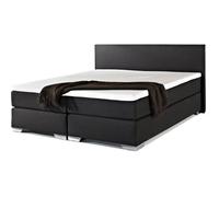 Lit boxspring en tissu à ressorts noir 160x200 cm - BELIANI - PRESIDENT - 2 personnes - Métal - Oui - Oui