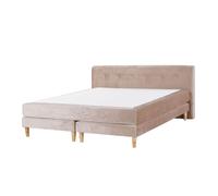 Lit Boxspring En Velours Beige 180 X 200 Cm Marquise Beige