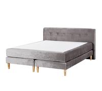 Lit Boxspring En Velours Gris 160 X 200 Cm Marquise Gris