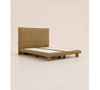 Lit boxspring Grand Ours 160x200 cm - Tissu Marron Havane - Ressorts ensachés et bois massif - Lit Luxe - Tediber