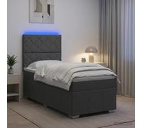 Lit boxspring LED avec matelas avec bandes LED Tissu à lattes Cadre lit vidaXL v