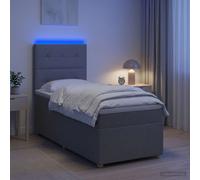 Lit boxspring LED avec matelas avec bandes LED Tissu à lattes vidaXL vidaXL