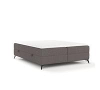Lit Boxspring Livia Interiors Malte, lit 140x200 cm, avec sommiers, lit double, H2 Bonell - matelas et topper, tissu Megan, couleur marron