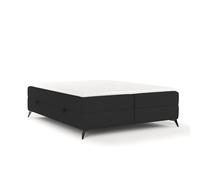 Lit Boxspring Livia Interiors Malte, lit 140x200 cm, avec sommiers, lit double, H2 Bonell - matelas et topper, tissu Megan, couleur noir