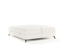 Lit Boxspring Livia Interiors Malte, lit 140x200 cm, avec sommiers, lit double, H2 Bonell - matelas et topper, tissu Megan, couleur crème