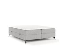 Lit Boxspring Livia Interiors Malte, lit 180x200 cm, avec sommiers, lit double, H2 Bonell - matelas et topper, Tissu Megan, Beige Gris Couleur