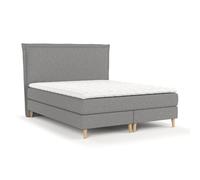 Lit boxspring Livia Interiors Raisins, lit 180x200 cm, lit continental, lit double, H2 Bonell - Matelas et Topper, Tissu Megan, Gris Couleur