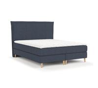 Lit boxspring Livia Interiors Raisins, lit 180x200 cm, lit continental, lit double, H2 Bonell - matelas et topper, tissu Megan, couleur bleu marine