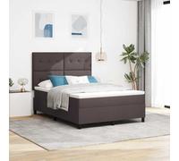 Lit Boxspring Marron Foncé 160x200 cm, Tissu Rembourré avec Matelas Ressorts Ensachés, Tête de Lit Réglable, Cadre en Bois d'Ingénierie, Meuble Chambre Moderne