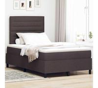 Lit Boxspring Marron Foncé, Tissu Polyester, Matelas Ressorts Ensachés, 120x200 cm, Tête de Lit Réglable, Cadre Bois d'Ingénierie, pour Chambre Moderne, Confort Optimal