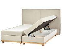Lit Boxspring Moderne Rembourré avec Rangement Tête Tapissée et Matelas à Ressor