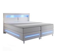 Lit Boxspring Norfolk - Similicuir Blanc 180 x 200 cm