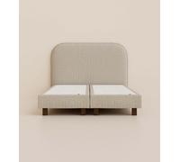 Lit Boxspring Signature 140x190 cm - Beige - Pin massif et ressorts durables - Design Italien - Confort hôtelier - Garantie 5 ans - Tediber