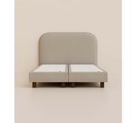 Lit Boxspring Signature 140x190 cm - Gris - Pin massif et ressorts durables - Design Italien - Confort hôtelier - Garantie 5 ans - Tediber