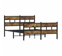 Lit Brun - LEMON - Cadre de lit - sommier à lattes, en métal, sans matelas, chêne fumé 140x190 cm FR857